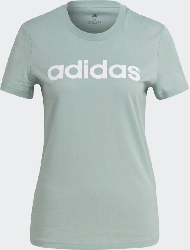 adidas loungewear essentials slim fit logo shirt groen dames