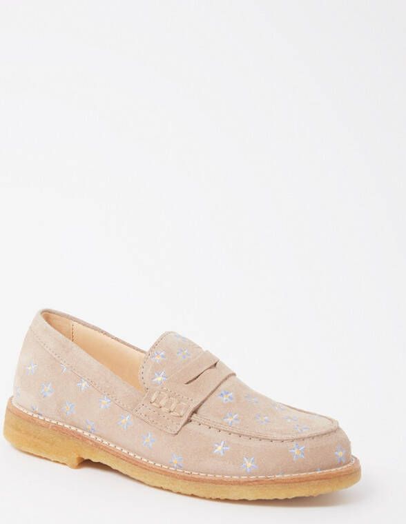 Angulus Loafer van suè, de met bloemenborduring