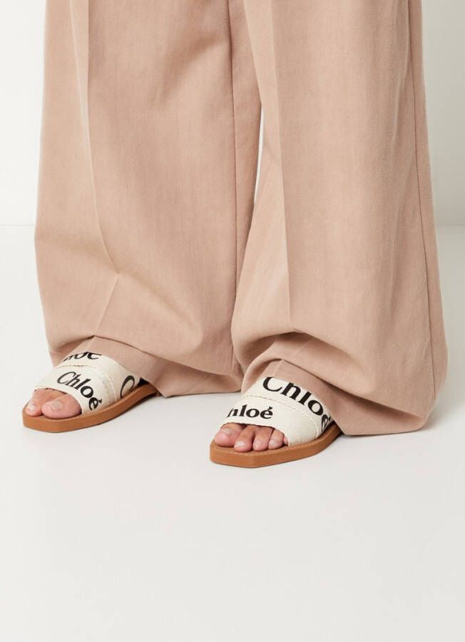 Chloe Chloé, Woody slipper van canvas met logo