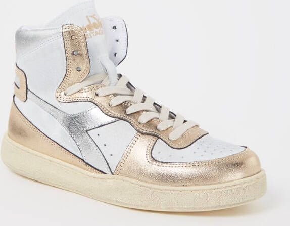 Diadora Mi Basket Used sneaker van leer met metallic finish