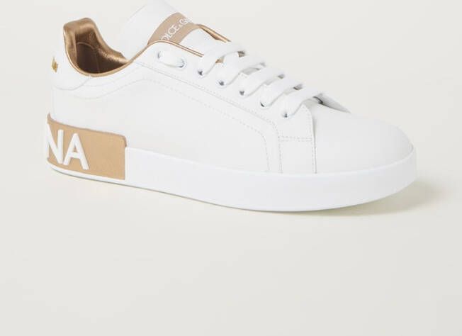 Portofino Sneakers Dolce Gabbana Gold Dust Leather , Beige, Dames
