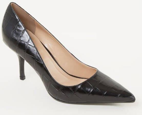 Dune London Bold pump van leer met crocostructuur