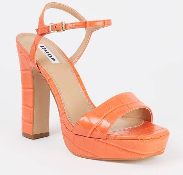 Dune London Matche sandalette van leer met crocostructuur