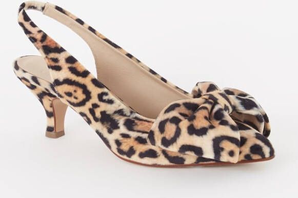 Fabienne Chapot Beau slingback met panterprint en strikdetail