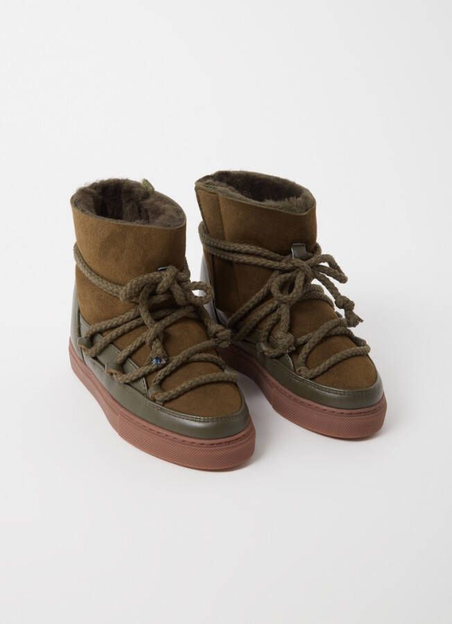 Inuikii Snowboot van suè, de met leren details