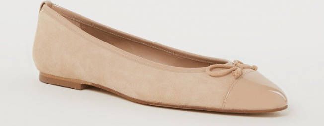 L.K.Bennett L K Bennett Kara ballerina van suède met lakleren details