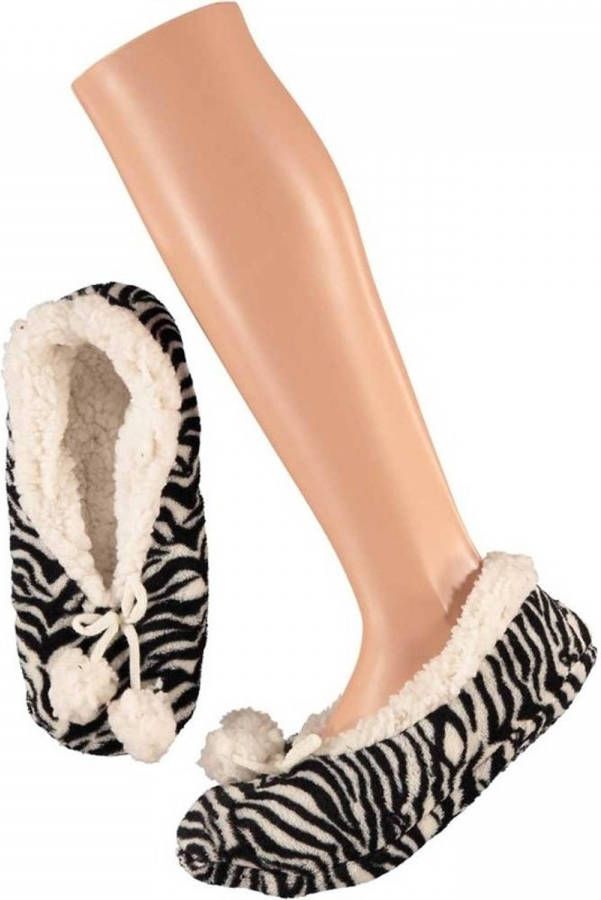 Apollo Dames Ballerina Pantoffels/sloffen Zebra Zwart/wit- 42 Sloffen Volwassenen
