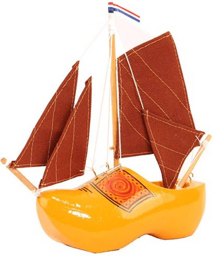Merkloos Decoratie Zeilboot Klomp Met Rode Masten 20 Cm Beeldjes
