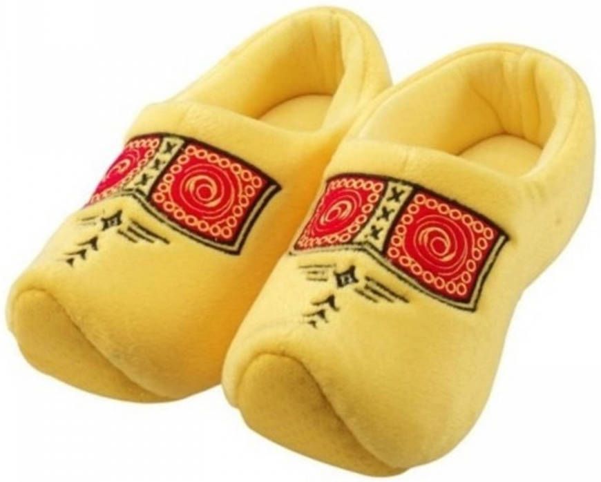 Merkloos Gele Pluche Klompen/clogs Sloffen/pantoffels Voor Volwassenen 42 43 Sloffen Volwassenen