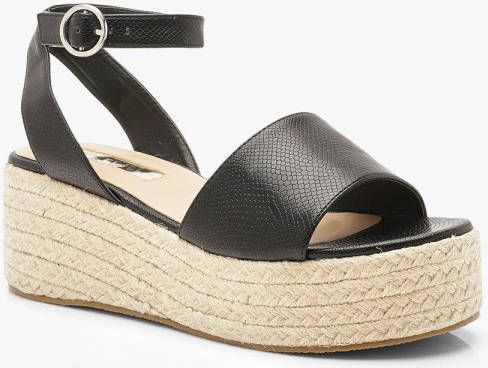 boohoo Tweedelige Hagedis Patroon Plateauzolen, Zwart