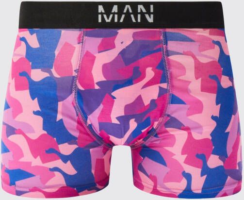 boohoo Abstracte Camouflage Print Boxers, Pink
