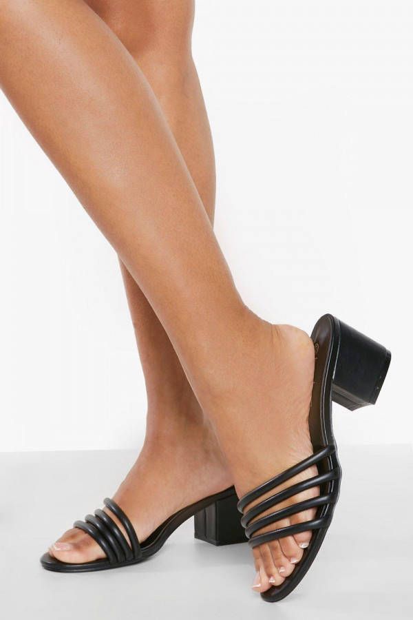 boohoo Asymmetrische Hakken Met Bandjes, Black