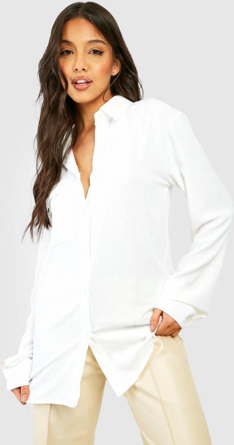 boohoo Baggy Blouse Met Zak Detail, Ivory