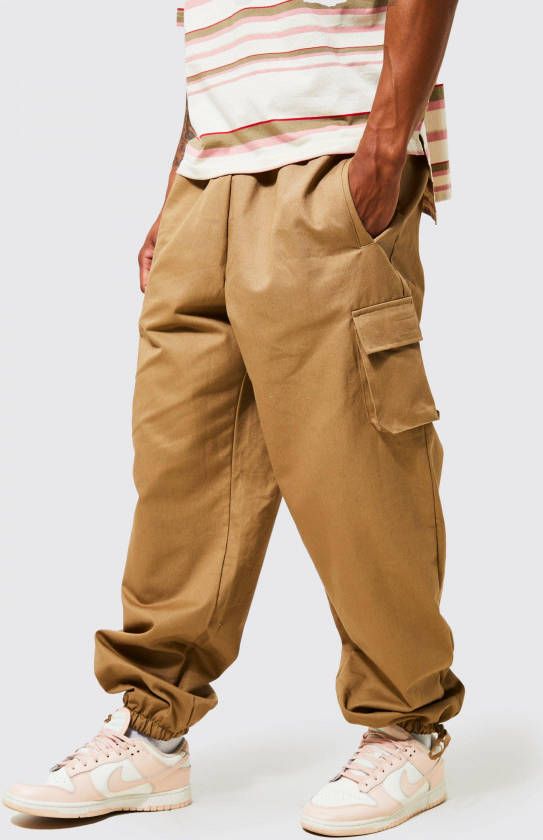 boohoo Baggy Cargo Broek Met Zakken, Khaki