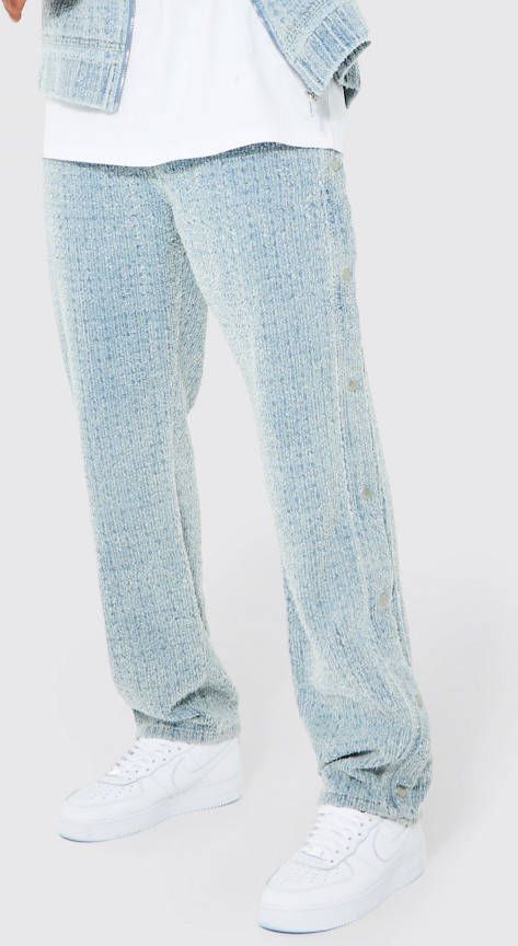 boohoo Baggy Jeans Met Drukknoopjes, Light Blue