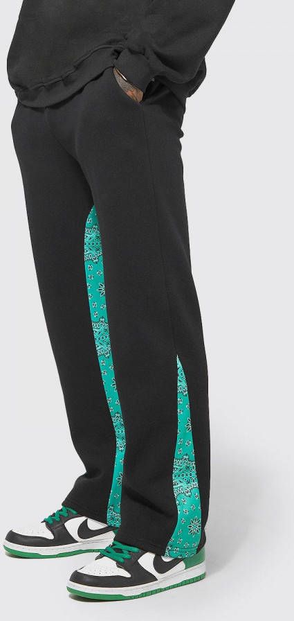 boohoo Bandana Joggingbroek Met Gusset Detail En Dubbele Taille Band, Black