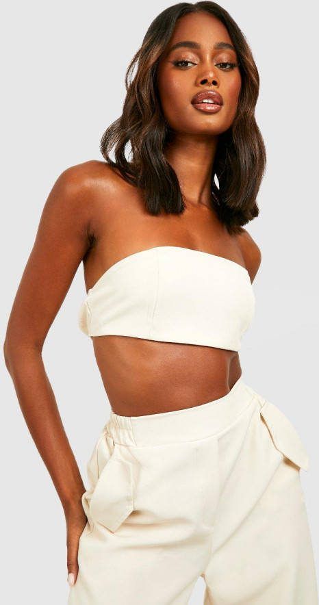 boohoo Bandeau Top, Ecru