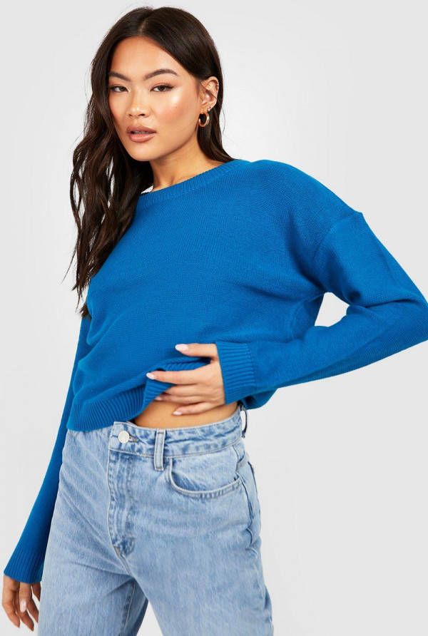 boohoo Basic Boxy Trui Met Crewneck, Teal