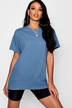 boohoo Basic Oversized Boyfriend T Shirt, Indigo
