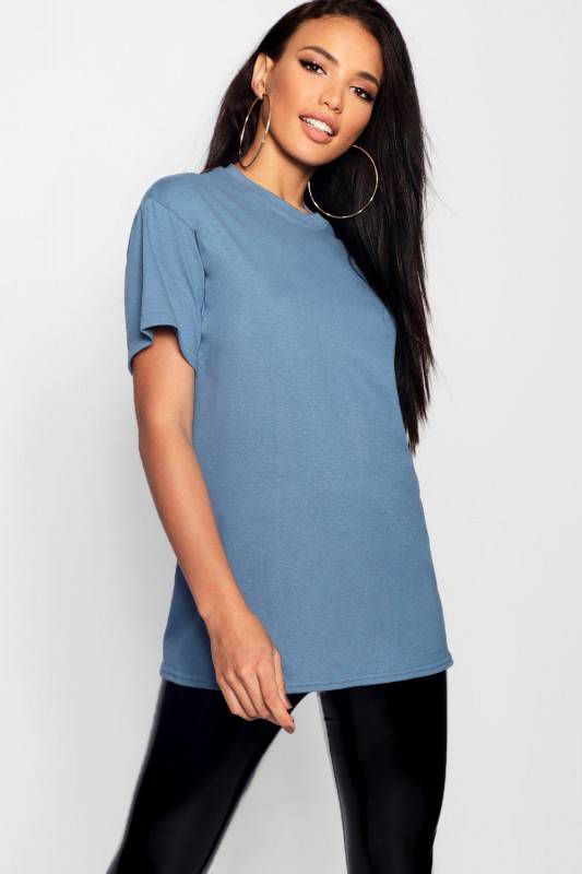 boohoo Basic Oversized Boyfriend T Shirt, Indigo