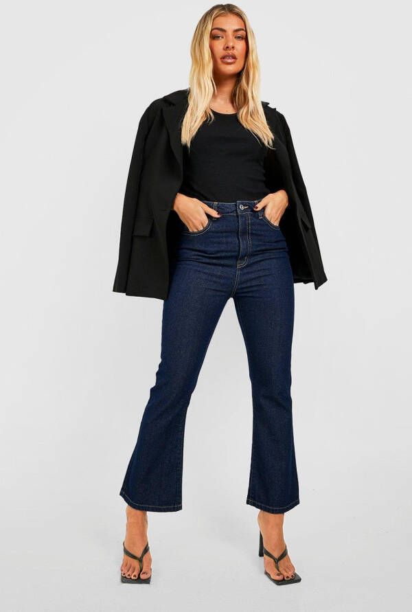boohoo Basic Spijkerbroek Met Hoge Taille En Wijde Pijpen, Indigo