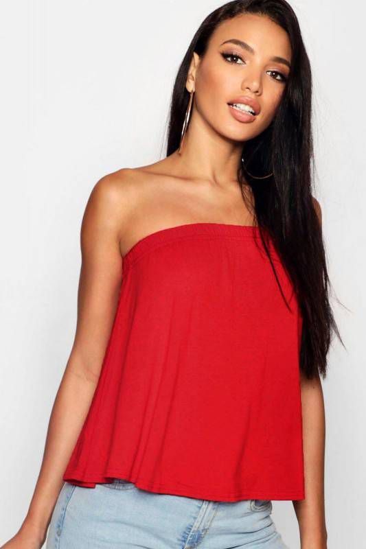 boohoo Basic Swing Bandeau Top, Rood