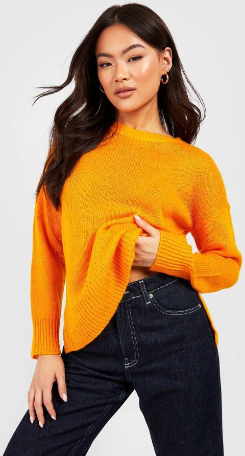 boohoo Basic Trui Met Crewneck En Zijsplit, Mango