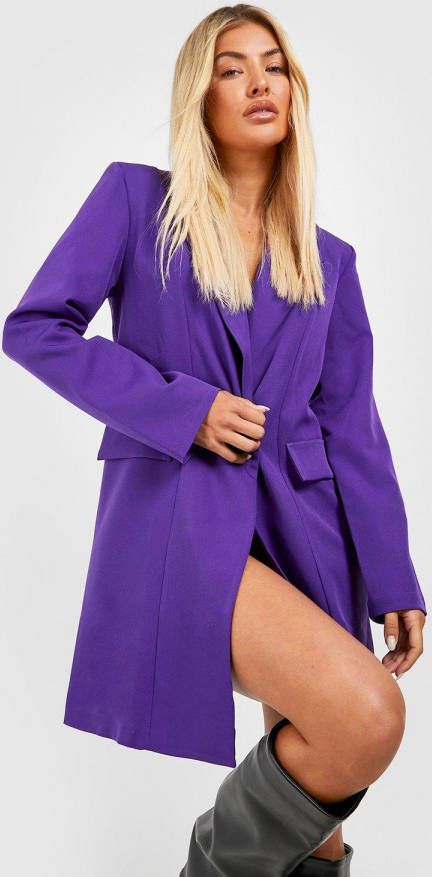 boohoo Boxy Blazer Jurk Met Dubbele Knopen, Purple