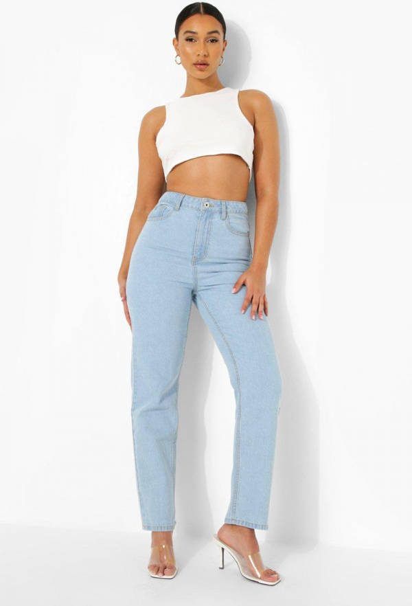 boohoo Boyfriend Jeans Met Hoge Taille, Light Blue