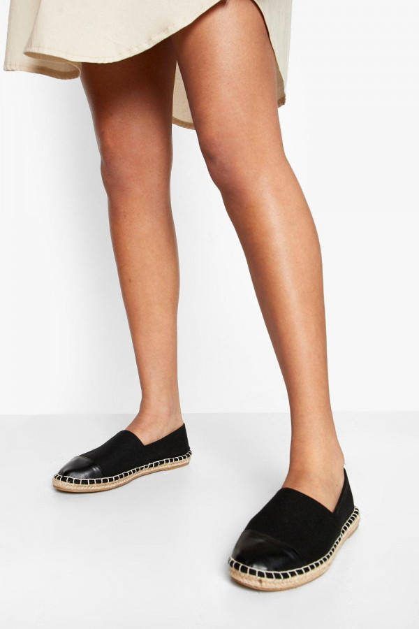 boohoo Brede Gesloten Espadrilles, Black