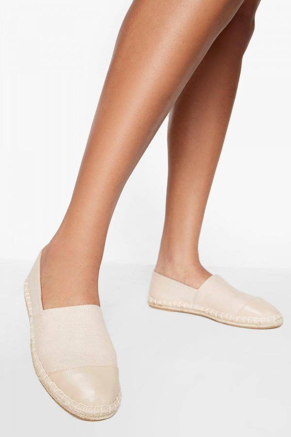 boohoo Brede Gesloten Espadrilles, Nude