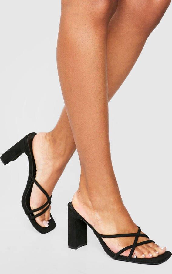 boohoo Brede Hakken Met Bandjes, Black