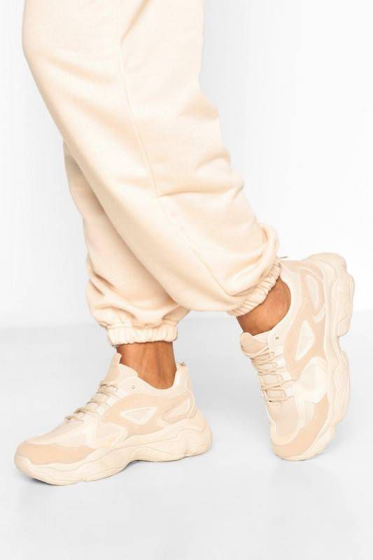 boohoo Sportschoenen Met Panelen En Dikke Zool, Steenrood