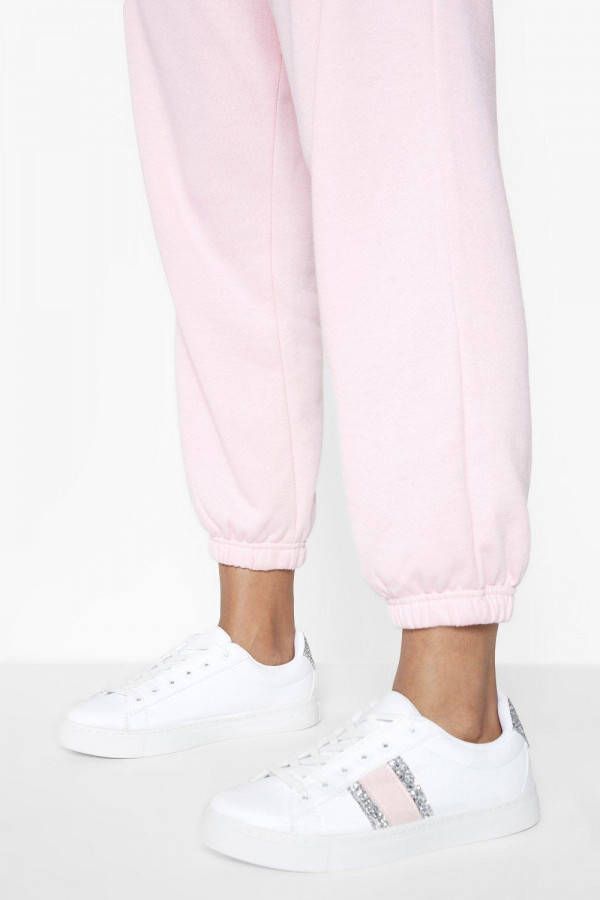 boohoo Contrasterend Gestreepte Glitter Gympen Met Veters, White