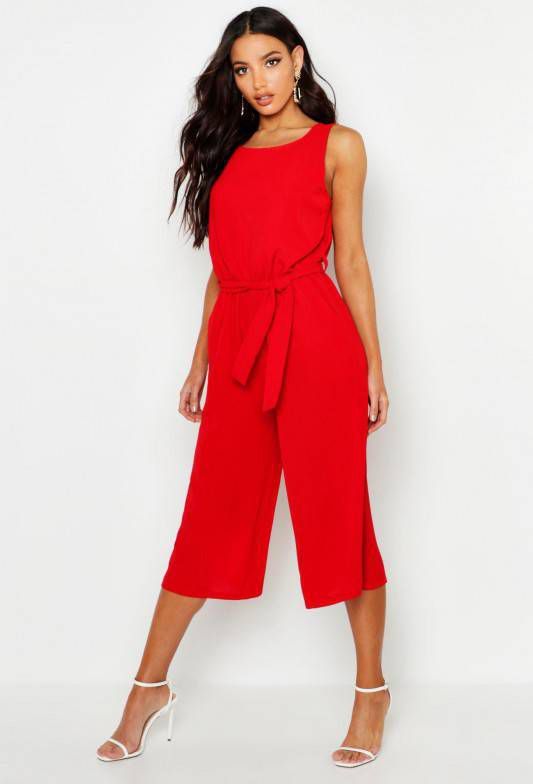 boohoo Culotte Jumpsuit, Rood