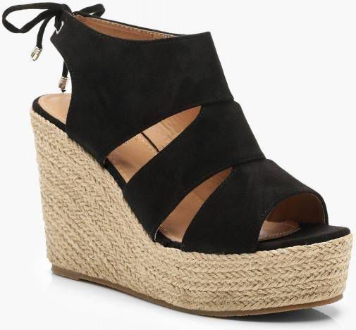 boohoo Espadrilles Met Sleehakken En Uitsnijding, Zwart