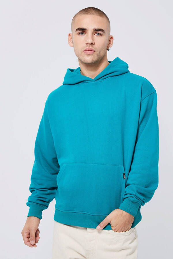 boohoo Dikke Boxy Loopback Hoodie, Teal