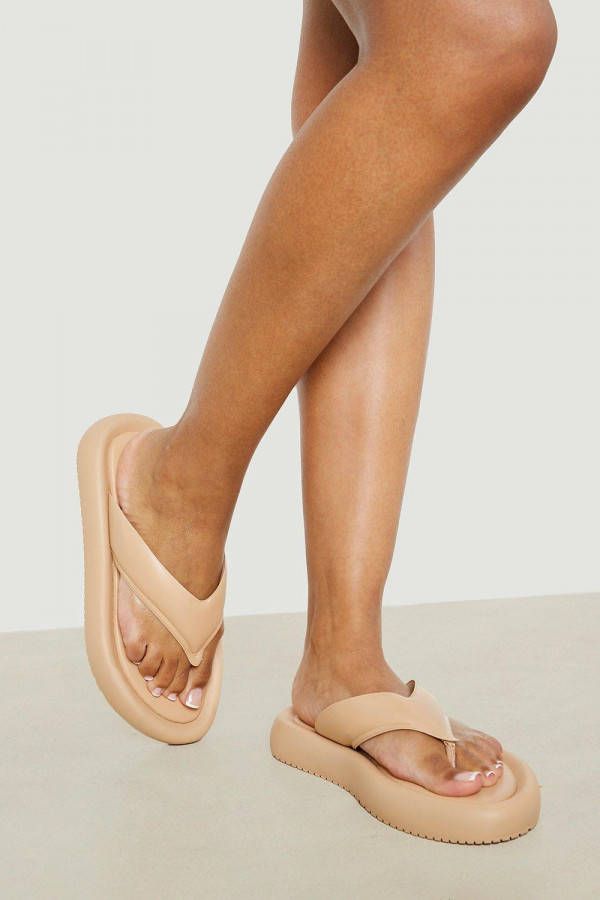 boohoo Dikke Sandalen Met Teenstop, Beige