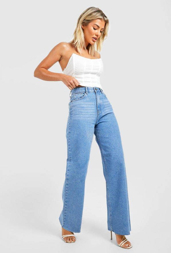 boohoo Duurzame Baggy Wide Leg Jeans, Light Blue