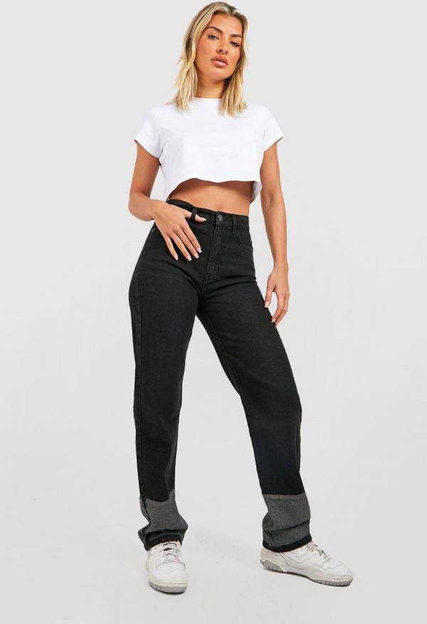 boohoo Duurzame Jeans Met Contrasterende Zoom En Rechte Pijpen, Vintage Blue