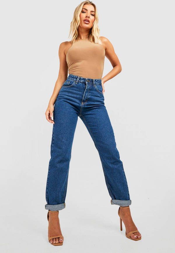 boohoo Duurzame Katoenen Slim Fit Mom Jeans, Mid Blue