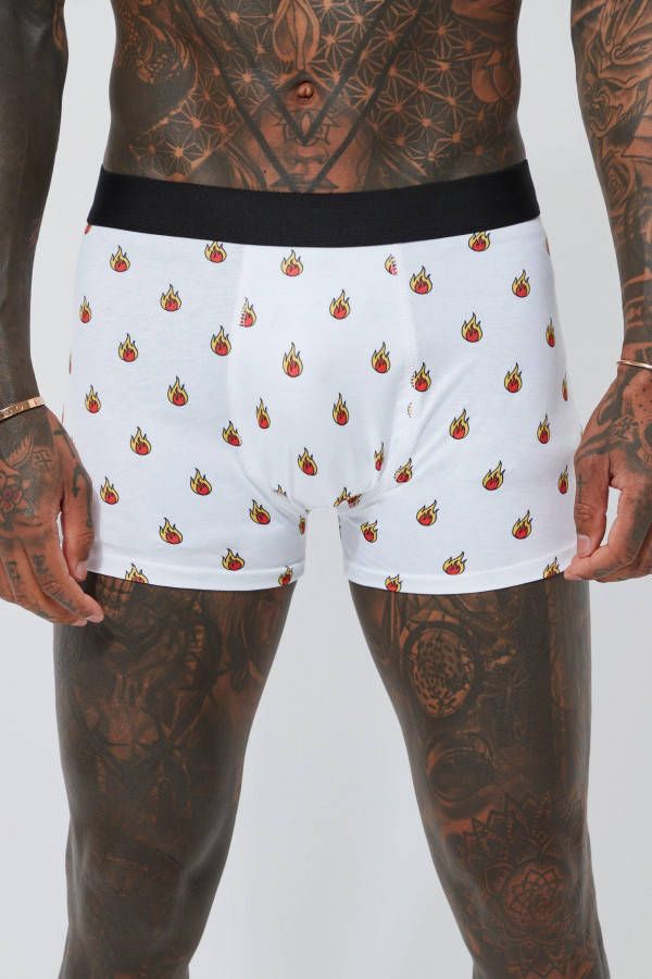 boohoo Emoji Print Vlammen Boxers, Multi