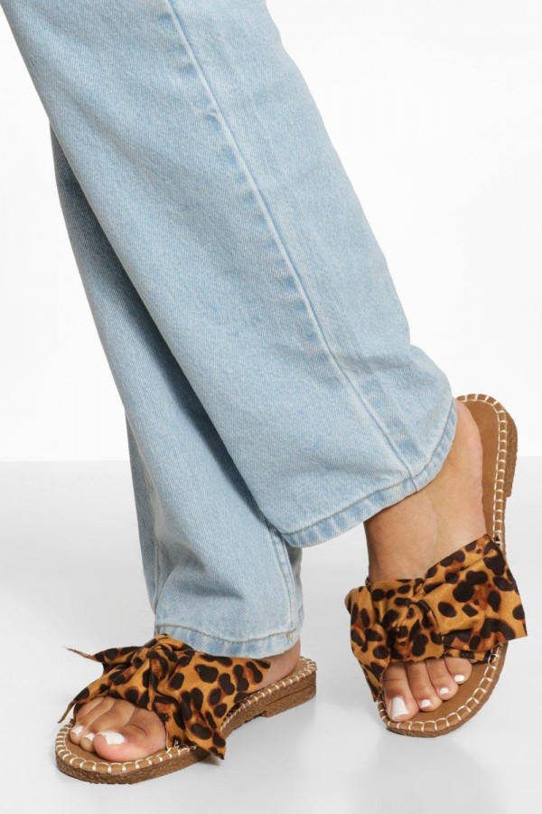 boohoo Espadrille Sandalen Met Strik, Leopard