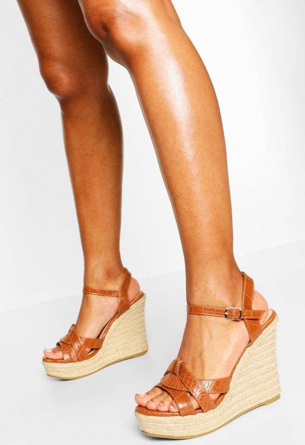 boohoo Espadrille Sleephakken Met Knoop, Tan