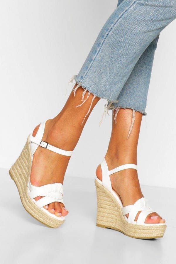 boohoo Espadrille Sleephakken Met Knoop, White