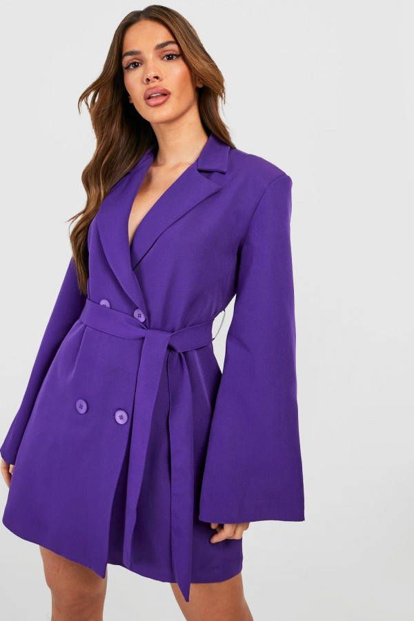 boohoo Extreme Blazer Jurk Met Wijde Mouwen, Jewel Purple