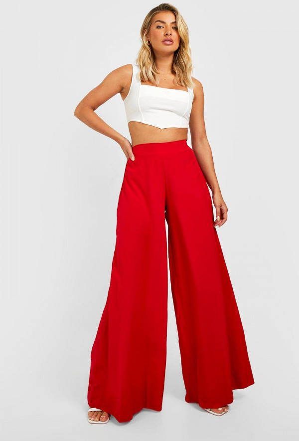 boohoo Extreme Wide Leg Pants, Red