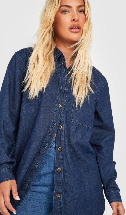 boohoo Gebleekte Klassieke Indigo Spijkerblouse, Indigo