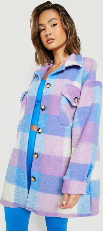 boohoo Gekleurde Geruite Tussenjas, Blue