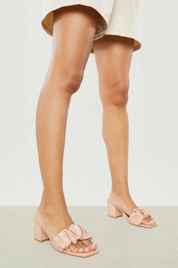 boohoo Geplooide Hakken Met Bandjes, Nude